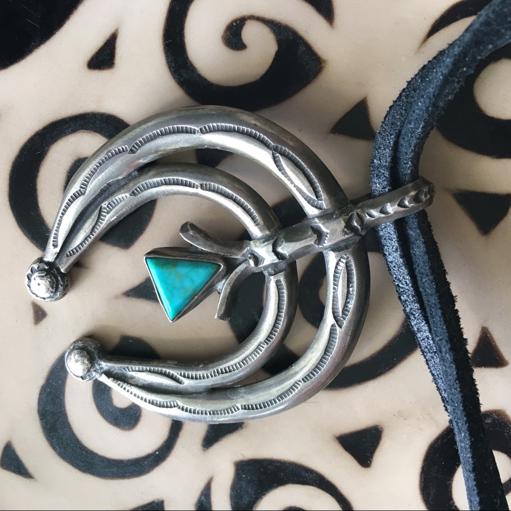 Vintage Native American Naja Heavy Silver Necklace